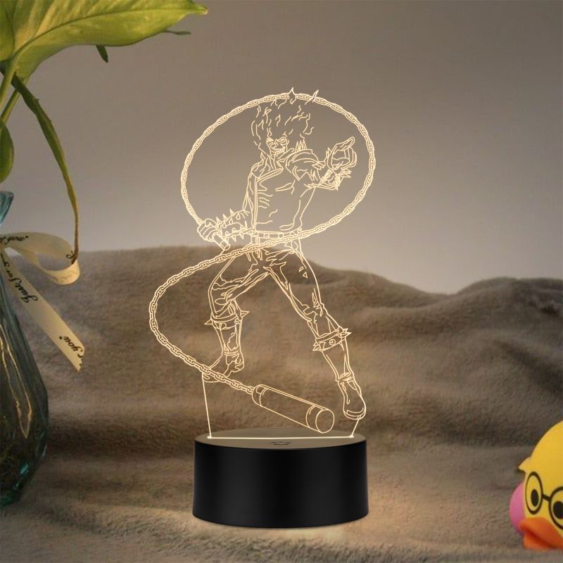 3D Illusion Ghost Raider Led Night Lamp with Warm White Color Gift for Anime Lover